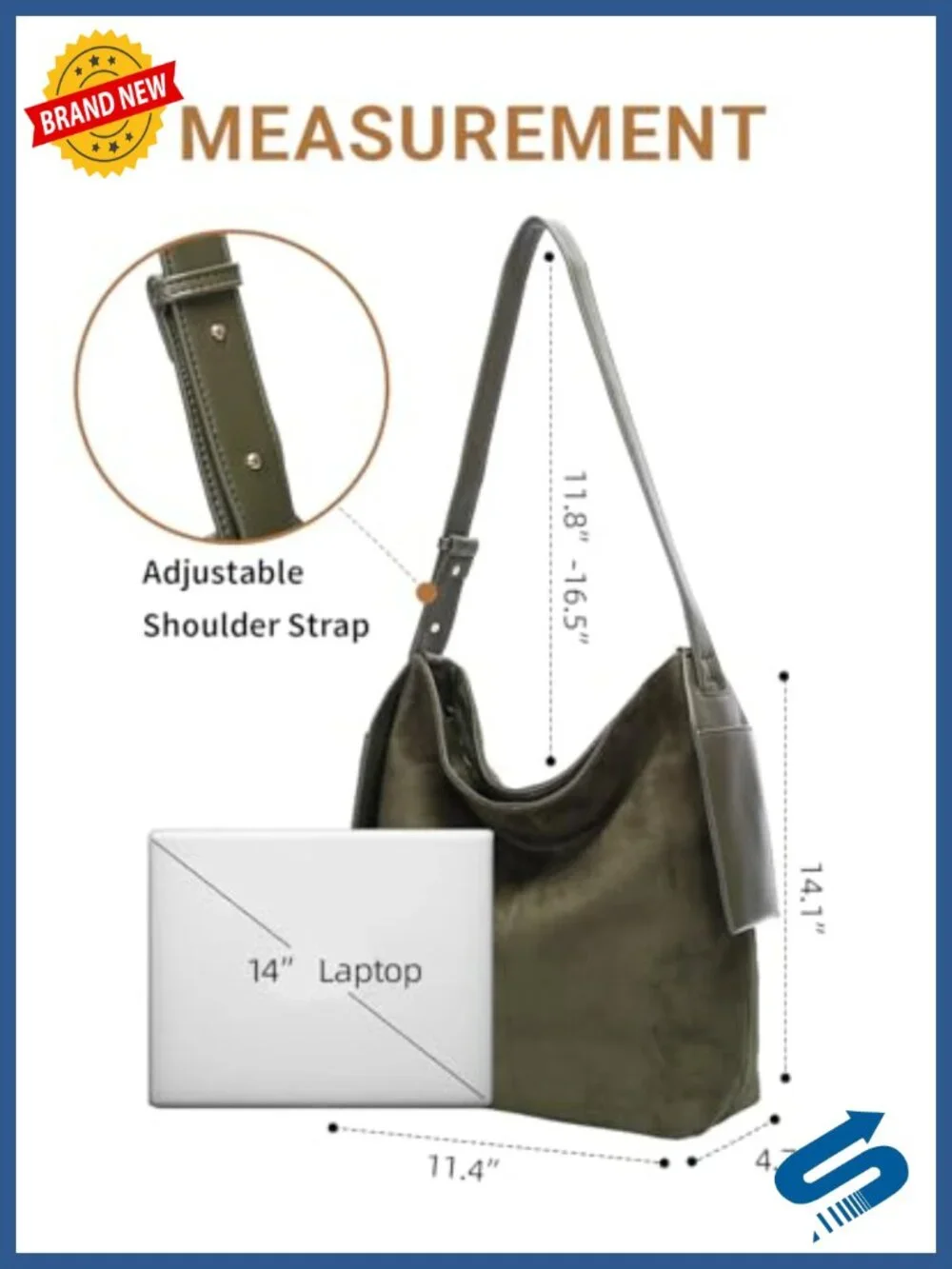 Slouchy Suede Hobo Shoulder Bag Crossbody Purse Tote with Adjustable Strap